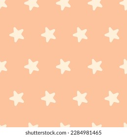 Scrapbook seamless background. Orange baby shower patterns. Cute print with star