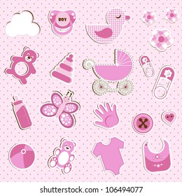 scrapbook set of baby girl things