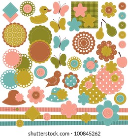 scrapbook set of objects on white
