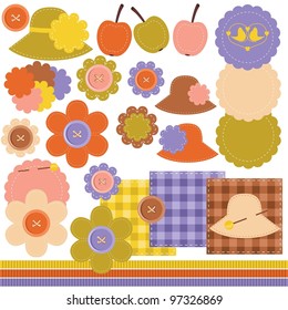 scrapbook set of objects on white