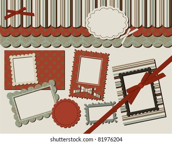 Scrapbook Set: Patterns, labels, frames and bows for your scrapbook projects