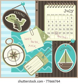 Scrapbook travel elements, vector