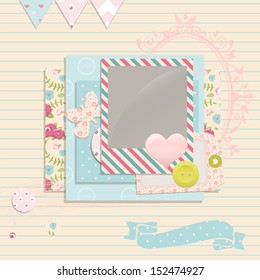 Scrapbook Vintage Collection - design elements for invitation, decoration in vector
