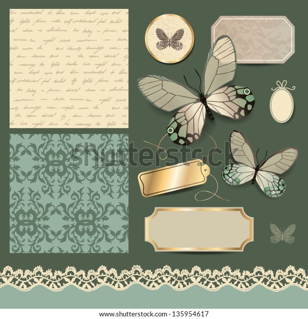 Scrapbook Vintage Design Elements Stock Vector (Royalty Free) 135954617 ...