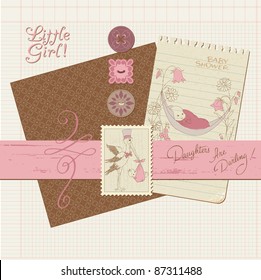 Scrapbook Vintage design elements - Baby Girl Announcement