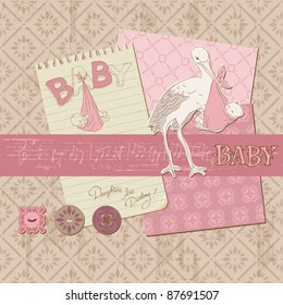 Scrapbook Vintage design elements - Baby Girl Announcement