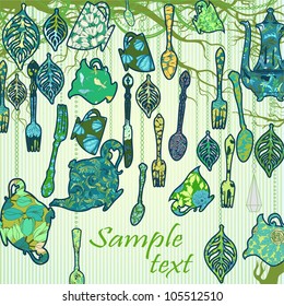 Scrapbooking background with tea party theme