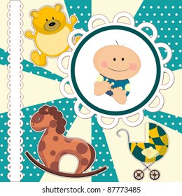 scrapbooking card for baby boy with toys
