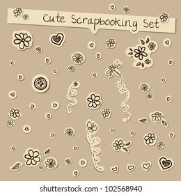 scrapbooking cute set in coffee colors