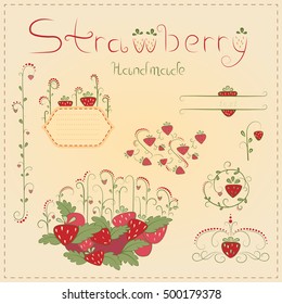 Scrapbooking elements. Strawberry .Template for design