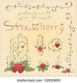 Scrapbooking elements. Strawberry .Template for design