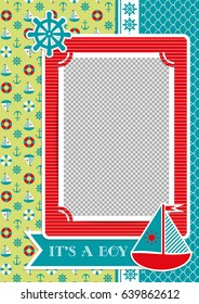 Scrapbooking ideas. Photo album in the nautical style. Children's photo book.