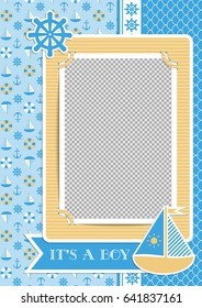 Scrapbooking ideas. Photo album in the nautical style. Children's photo book.
