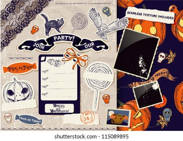 scrap-booking set about halloween, vector illustration 10
