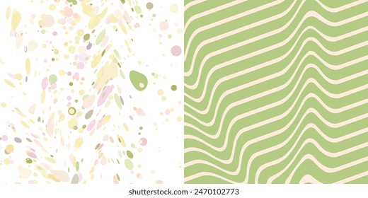 Scrapbooking set. Different textures and prints. Multicolor background, colorful texture with circles for scrapbook paper. Vector illustration with retro dotted, striped pattern for your layouts.