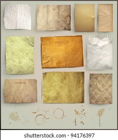 Scrapbooking set. old paper textures: different aged paper elements for your layouts