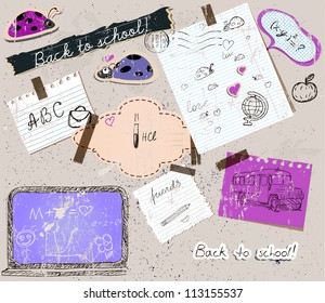 scrapbooking set with school elements. vector illustration EPS10