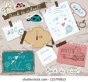 scrapbooking set with school elements. vector illustration EPS10