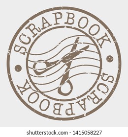 Scrapbooking Stamp. Scissors Silhouette Seal. Round Design. Vector Icon. Design Retro Insignia.
