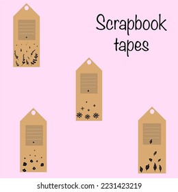 Scrapbooking tags with lines and illustrations