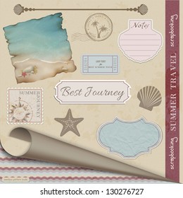 Scrapbooking Vector Set: Summer Travel. Illustration contains gradient mesh