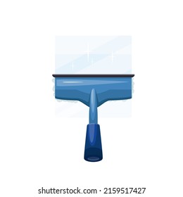 Scraper to clean windows with handle color vector illustration. Blue plastic glass washing tool in cartoon style, isolated