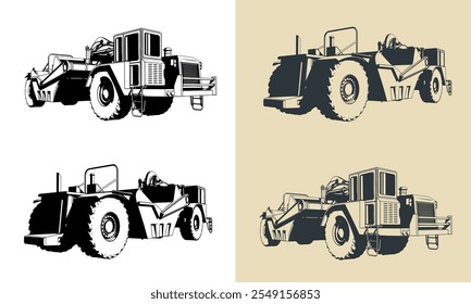 Scraper for heavy earthmoving and mining applications illustrations