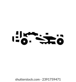 vector de icono de glifo del vehículo de construcción de máquinas de raspador. señal de vehículo de construcción de máquinas de desguace. ilustración de símbolo aislado
