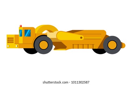 Scraper minimalistic icon isolated. Construction equipment isolated vector. Heavy equipment vehicle. Color icon illustration on white background.