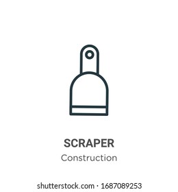 Scraper outline vector icon. Thin line black scraper icon, flat vector simple element illustration from editable construction concept isolated stroke on white background
