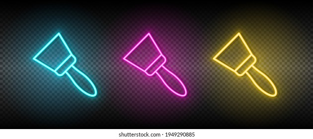 scraper, tool vector icon yellow, pink, blue neon set. Tools vector icon