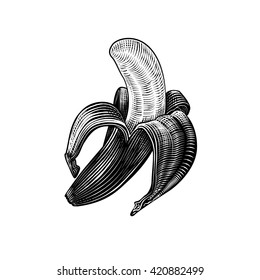 Scraper-board etching of a pealed banana