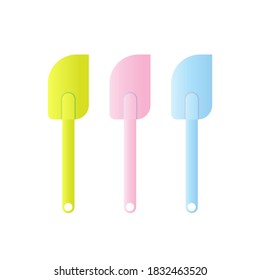 Scrapers spatula vector illustration isoalted on white background. Soft color. Pastel Blue, Green and pink. 32/35