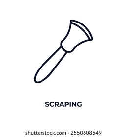 scraping outline icon. Linear vector from dentist concept. Thin line scraping icon isolated on white background
