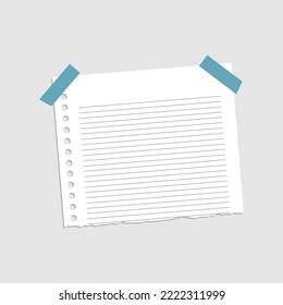 scraps of paper notes isolated on white background