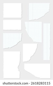 Scraps of paper with uneven, varied shapes.