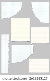 Scraps of paper with uneven, varied shapes.