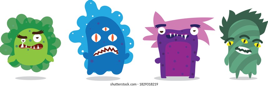 Scrary virus looking Monster illustrations