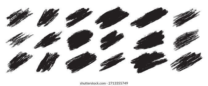 arranhão, toque acidental tinta preta, pincel tinta traçado formas, linhas de pincel. Elementos grunge sujos do vetor. Ilustração vetorial