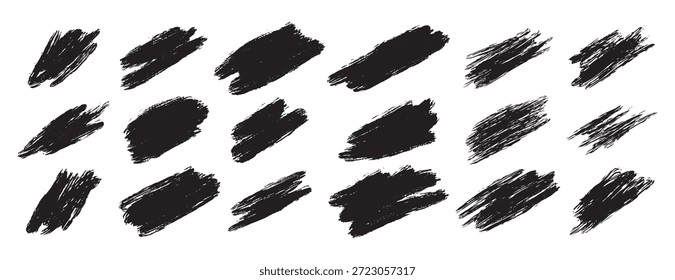 rasguño, pintura negra accidental al tacto, Formas de trazo de pincel de tinta, líneas de pincel. Vector sucios Elementos grunge. Ilustración vectorial
