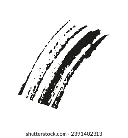 Scratch Brush Stroke. Abstract Grimy Scrape. Ink Paintbrush, Dirty Grunge Rough Texture. Watercolor Scrawl Design Element. Brushstroke, Black Splatter Effect. Isolated Vector Illustration.