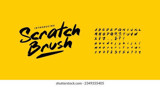 Scratch Brush is uneven, unexpected, playful font. Vector bold font for logotype, apparel design, album covers, branding, etc.