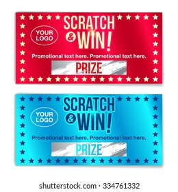 Scratch Card Game And Win. With Effect From Scratch Marks. Vector