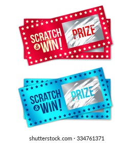 Scratch Card Game And Win. With Effect From Scratch Marks. Vector