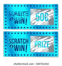 Scratch card game and win. With effect from scratch marks. vector