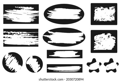 Scratch Card Game Win Shape Set Icons Isolated On White Background. Vector Objects Star, Heart, Rectangle, Square, Oval, Circle Grunge Brush Stroke Texture. Lottery Lucky Lose Winning Ticket