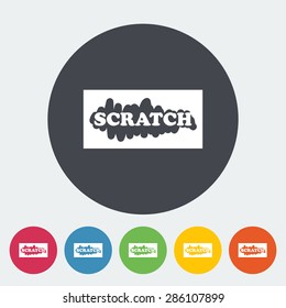 Scratch card. Single flat icon on the circle button. Vector illustration.