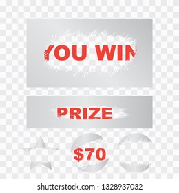 Scratch card win effect. Lottery cover for scratch card 