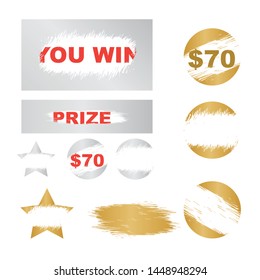 Scratch card win effect. Lottery cover for scratch card
