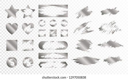 Scratch cards of different shape monochrome set isolated on transparent background flat vector illustration